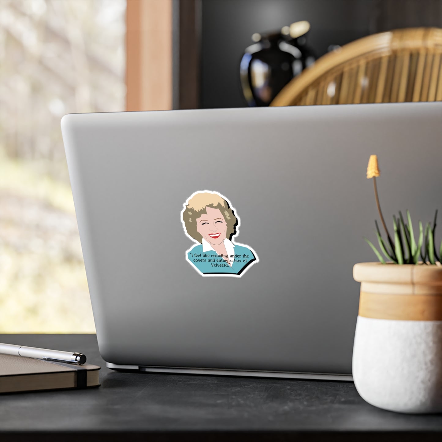 Golden Rose Vinyl Decal - "I Feel Like Crawling Under the Covers"