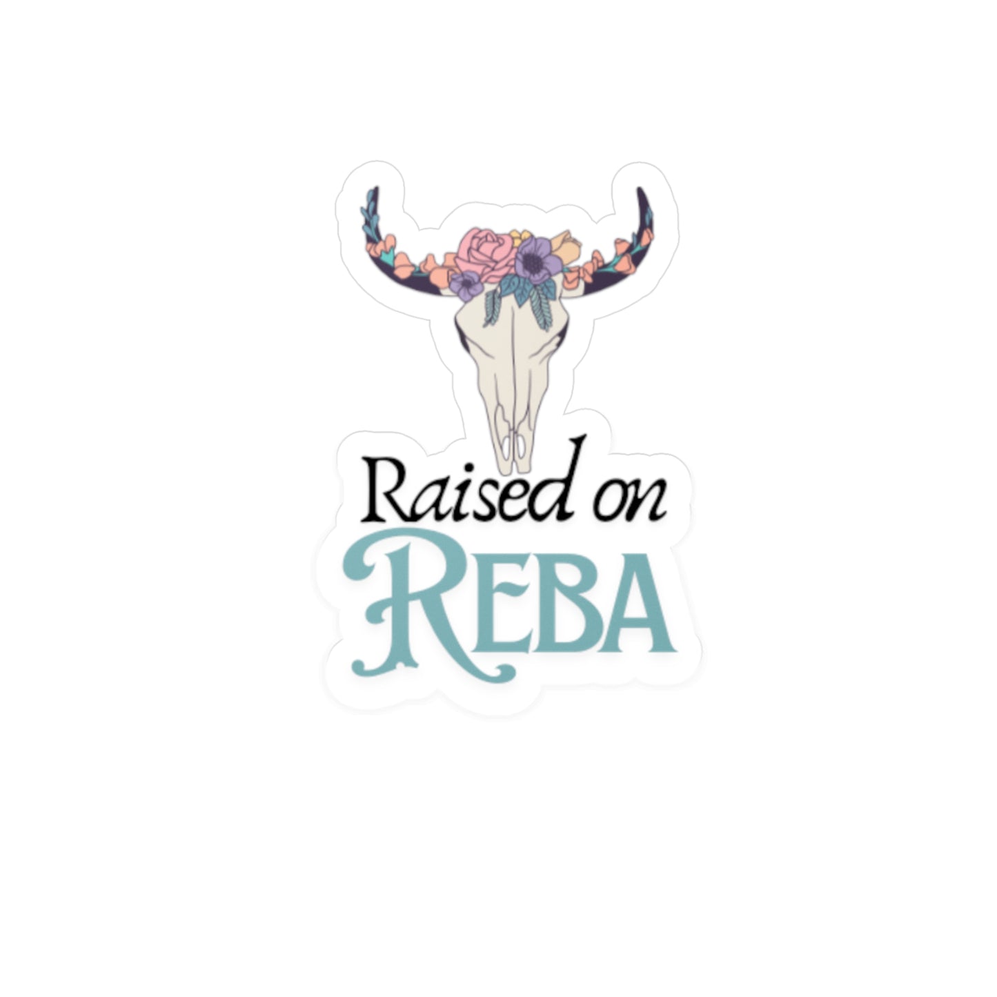 Rustic 'Raised on Reba' Vinyl Decal | Cowboy & Nature Inspired Sticker for Home Decor