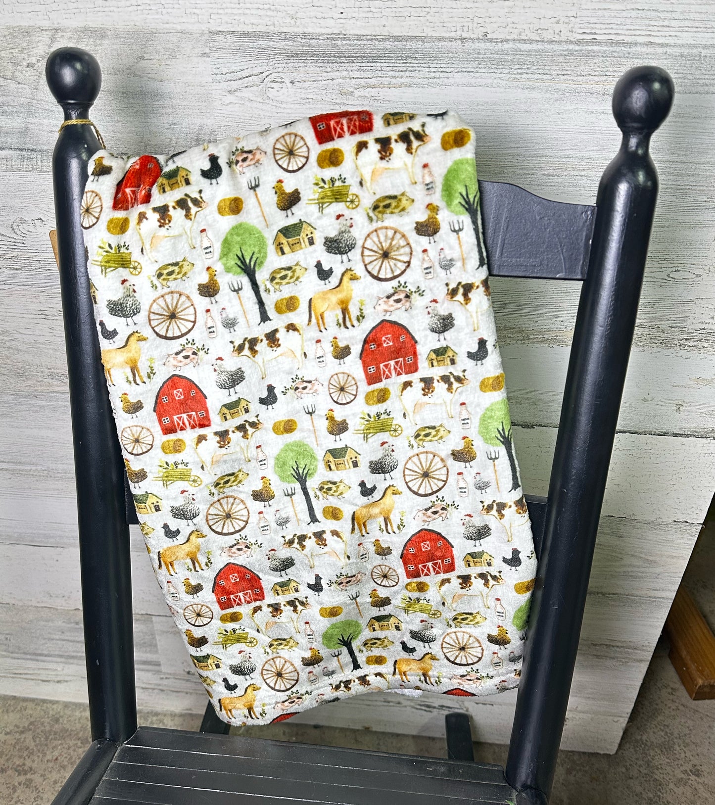 Farm Animals Minky Baby Blanket