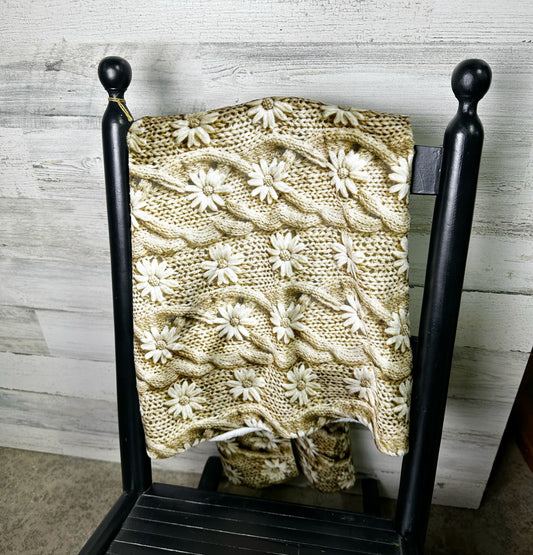 Neutral Floral Baby Girl Minky Baby Blanket