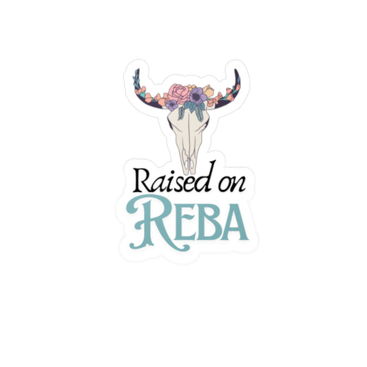 Rustic 'Raised on Reba' Vinyl Decal | Cowboy & Nature Inspired Sticker for Home Decor
