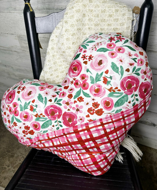 Heart Plushie Pillows w/ Pocket- Pink Floral