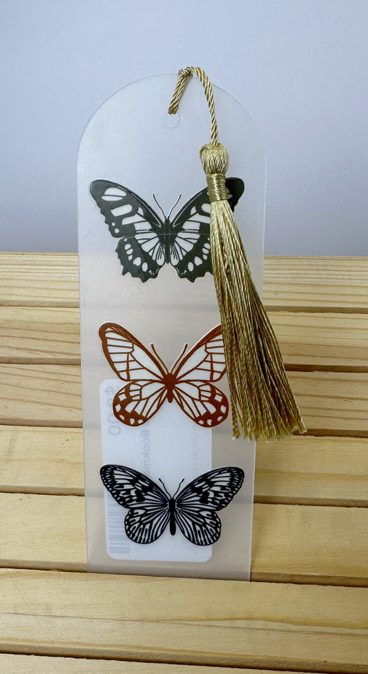 Patterned Acrylic Bookmarks- Vintage Neutral Butterflies