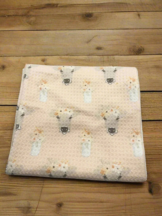 Spring Cow Waffle Towel