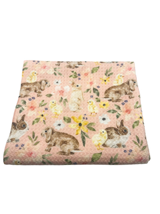 Spring Bunnies & Chicks Waffle Towel